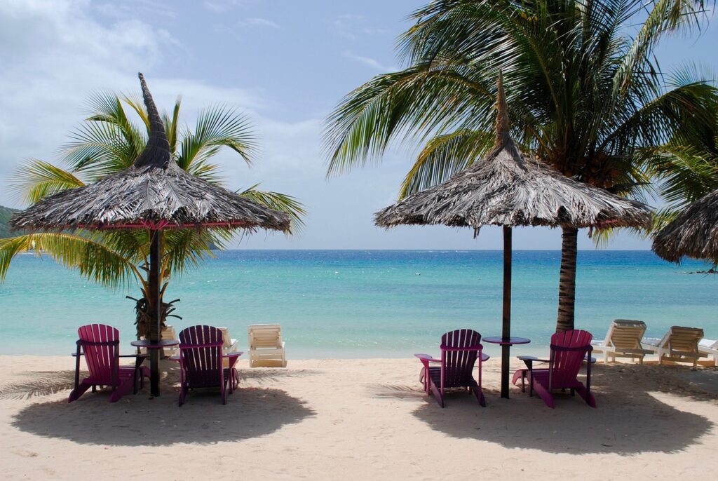 Caribbean beach at a resort.