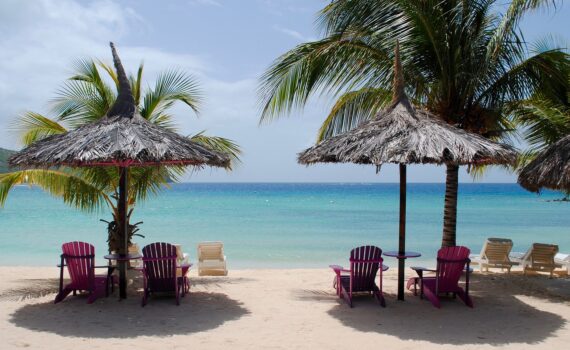 Caribbean beach at a resort.