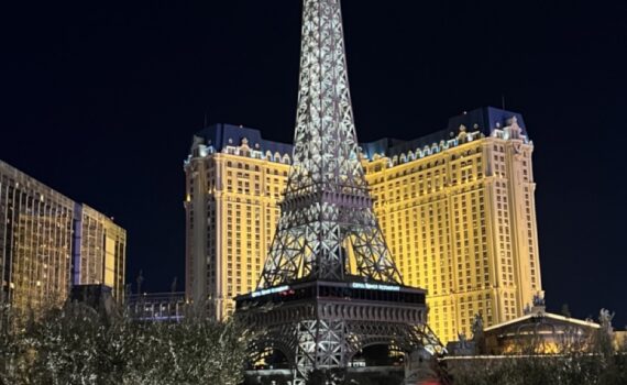 Night view of the Paris hotel is Las Vegas