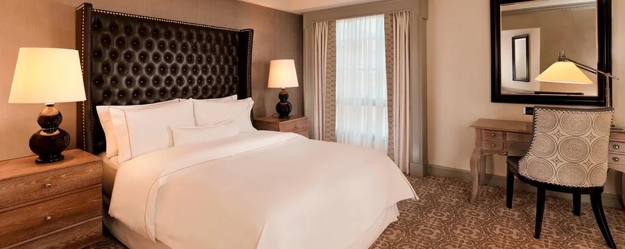 A hotel room, view of the bed at the Westin in Dublin