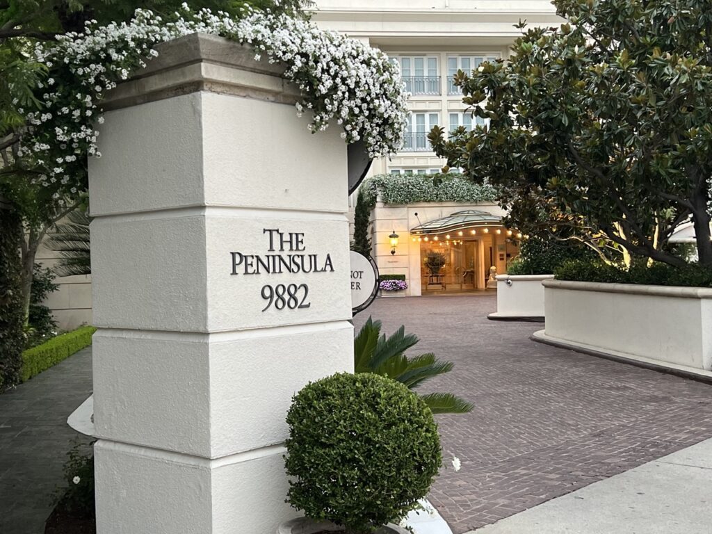 Entrance to the Peninsula Hotel in Beverly Hills