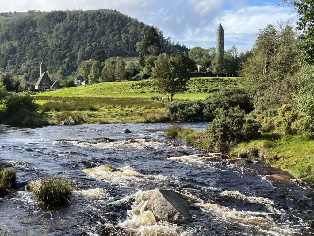 View of Glendalough from across a river