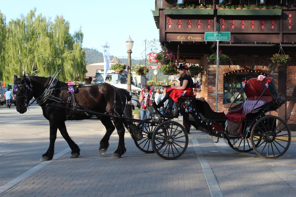 Horse drawn carriage in Leavenworth Washington