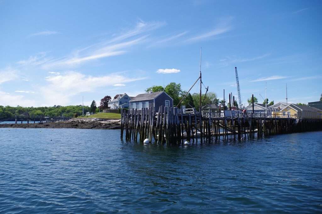 Boothbay harbor, Maine, dock in the ocean