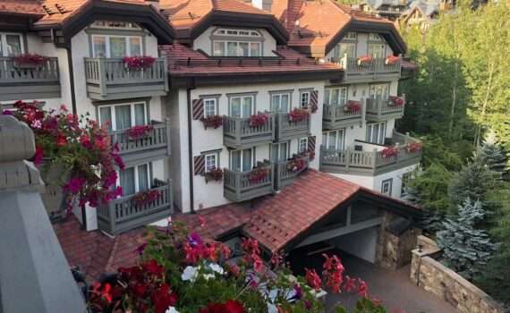 View from the balcony at Sonnenalp hotel in Vail