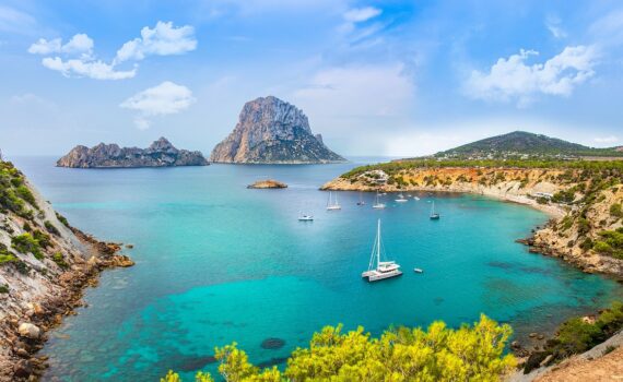 view of the mediterranean from Ibiza - a top 10 destination in spain and one of the best girl trip destinations in the world