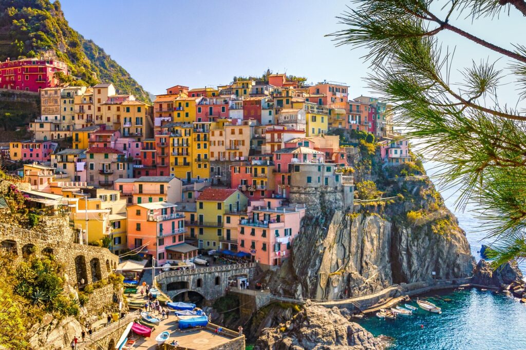 Houses on a cliff in Italy