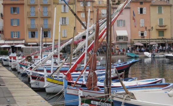 Sail boats in a harbor in Saint Tropez
