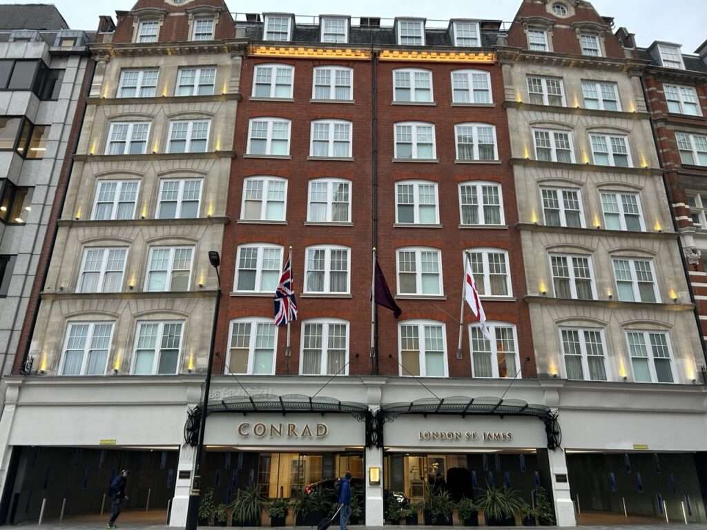 Facade and entrance of Conrad Hotel St James - London