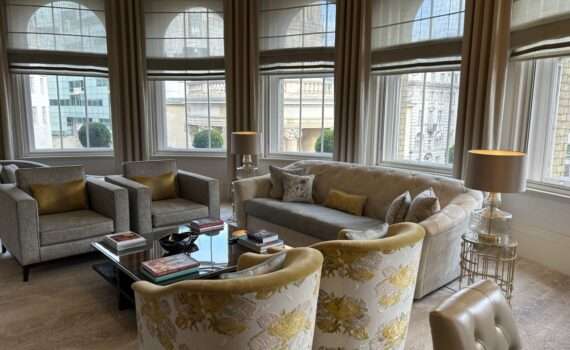 A sitting area, part of a suite at the Langham in London