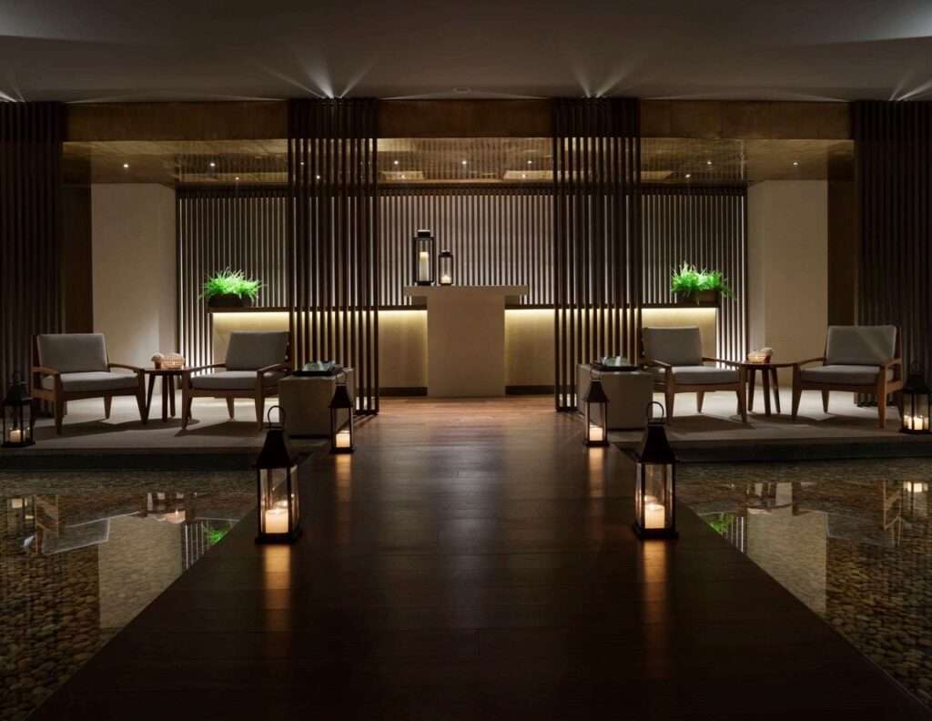 Entrance to Sense Spa Rosewood Bejing - soft candle lighting - a Rosewood Elite China Hotel