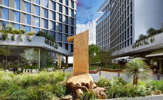 1 Hotel West Hollywood Entrance - a Large 1 carved out of a tree trunk
