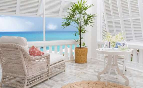 Terrace at the Camelot Suite Cobblers Cove - overlooking the ocean - a luxury hotel in barbados