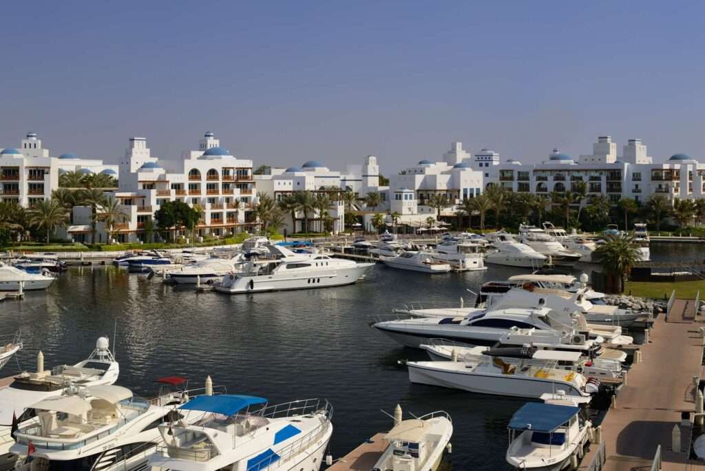 View of the marina in front of the Park Hyatt Dubai - a luxury hotel in Dubai
