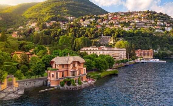 Villa D'este on the shore of lake Como - surrounded by hills and quait villas