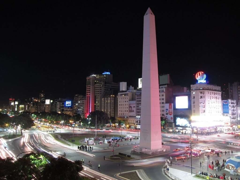 Buenos Aires at night - considered one of the best girl trip destinations in the world
