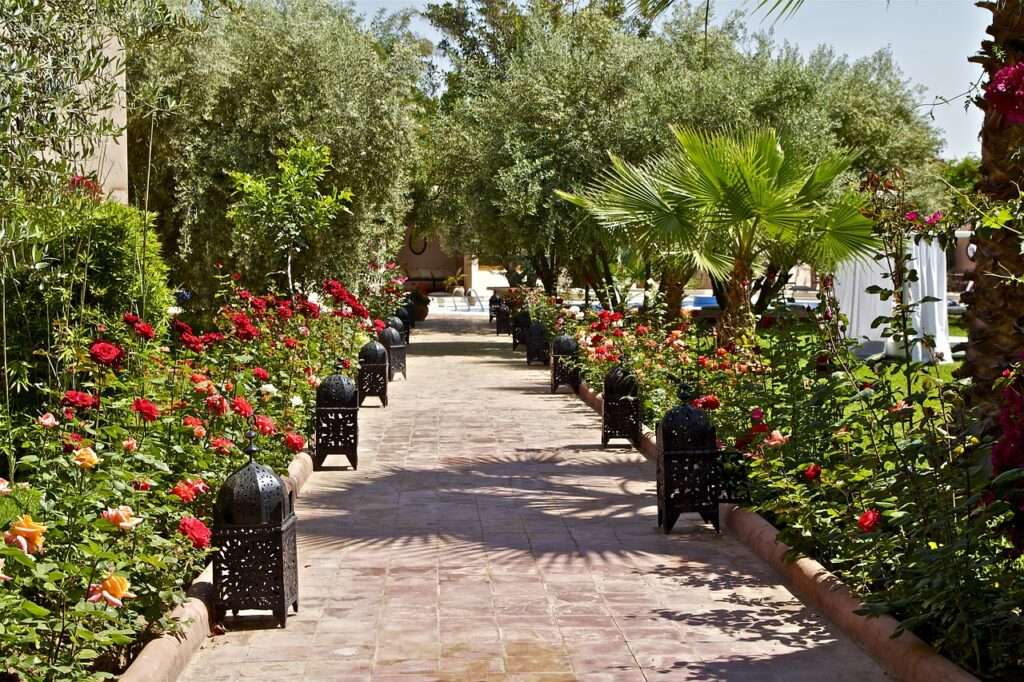 Garden path in Marrakech Morocco - considered one of the best girl trip destinations in the world
