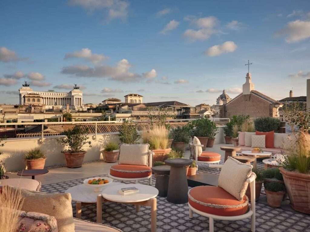 Rooftop dining at Six Senses Rome - View of the city