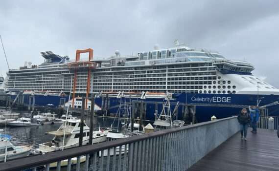 Celebrity Edge ship docked in Ketchikan Alaska