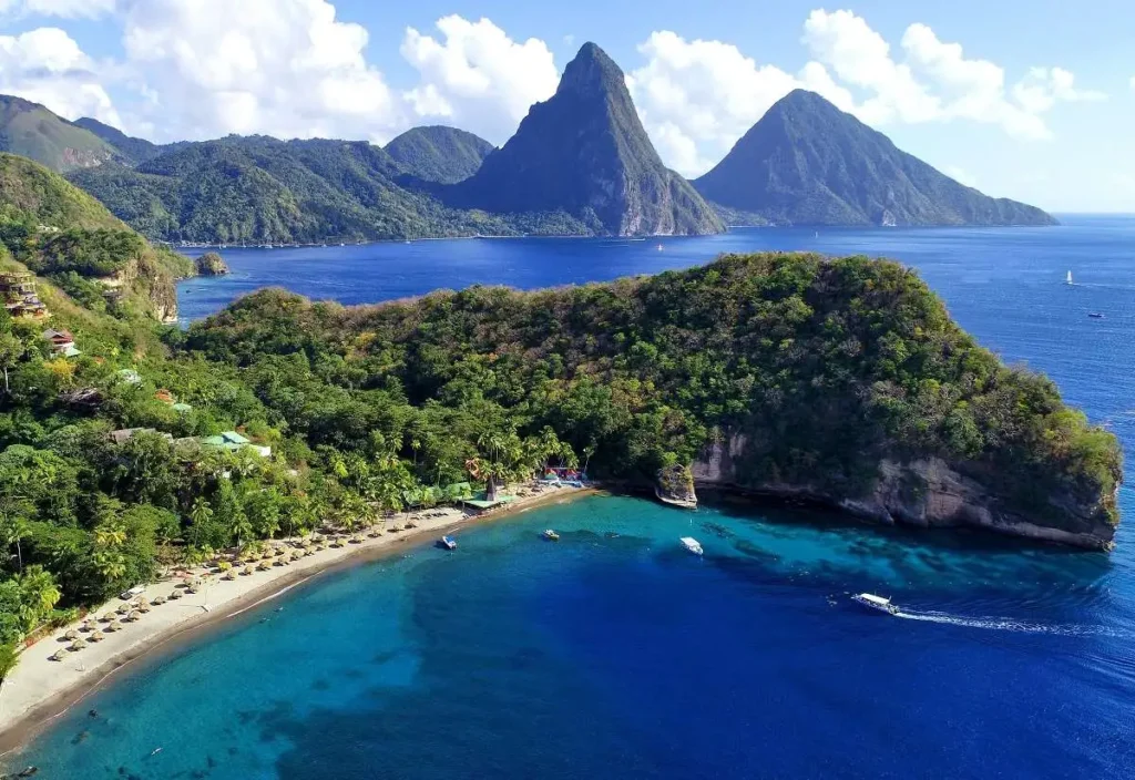 Aerial view of Jade Mountain Resort St Lucia - one of the best luxury hotels in st lucia