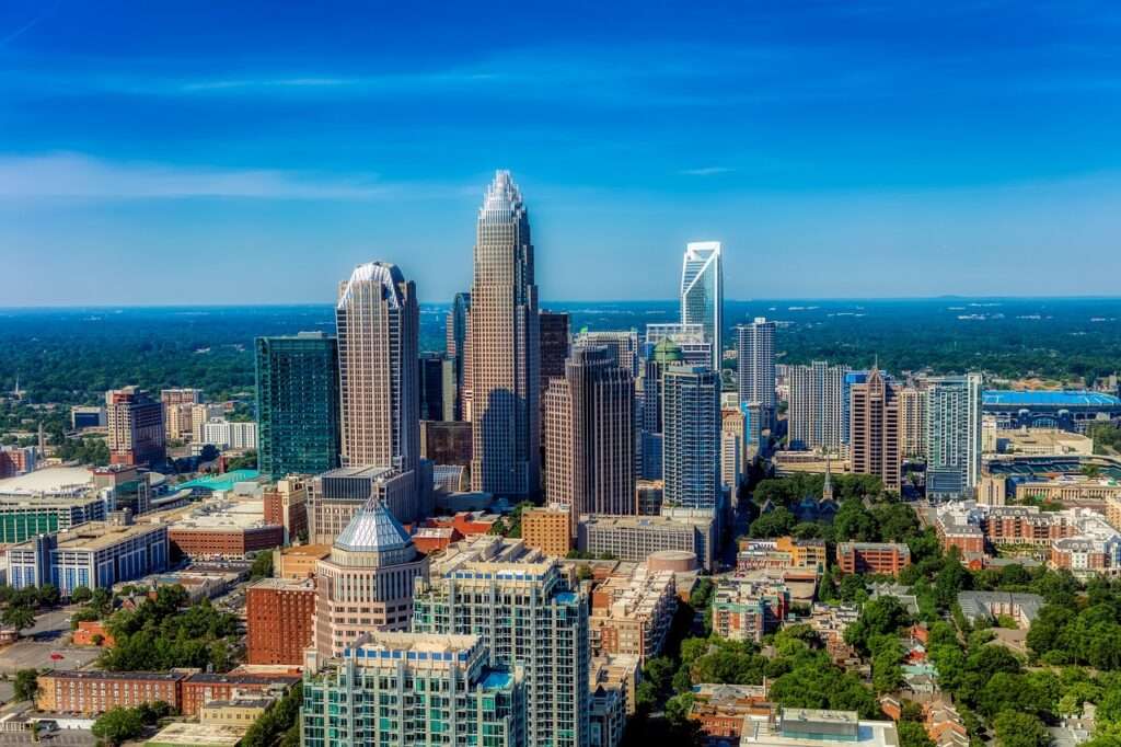 Downtown Charlotte North Carolina - a perfect spot for a romantic couples getaway