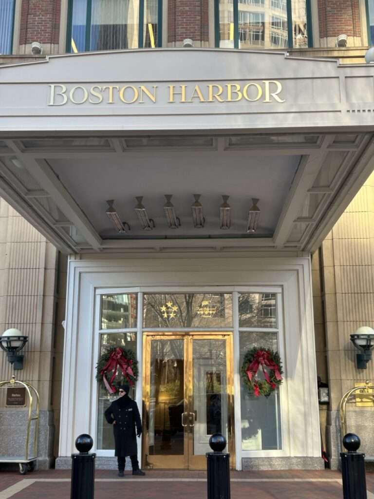 Entrance to the Boston Harbor Hotel - a luxury hotel in Boston