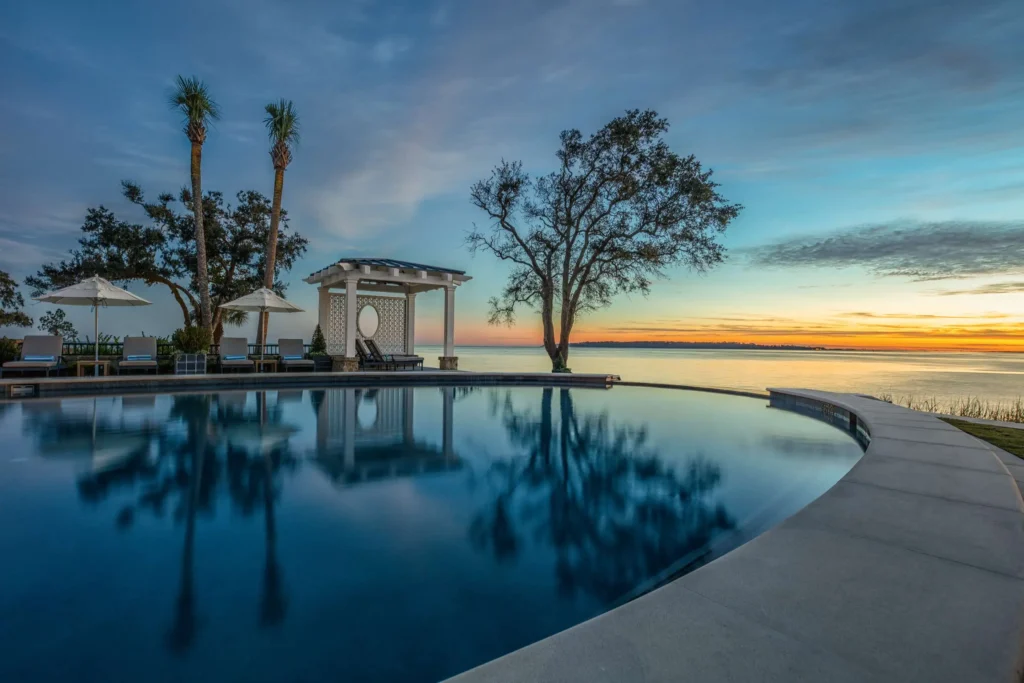 A view from the pool at The Lodge at Sea Island - a romantic luxury hotel in Georgia