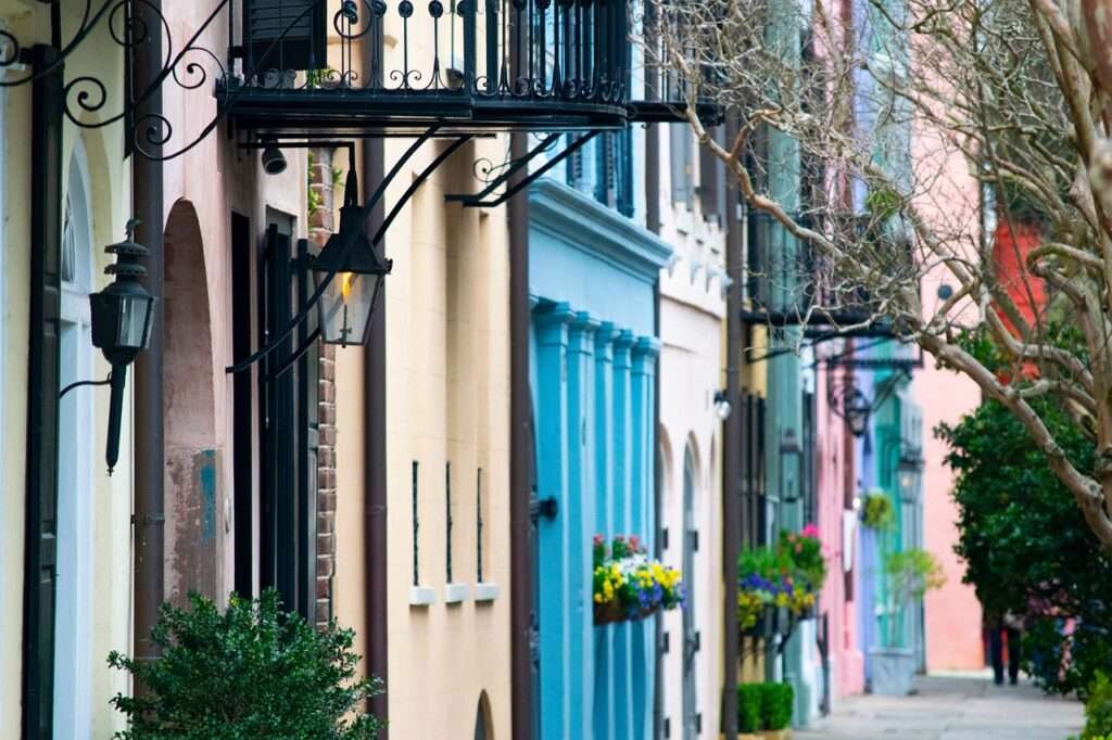 Charleston's Historic Rainbow Row - perfect destination for a mother daughter trip