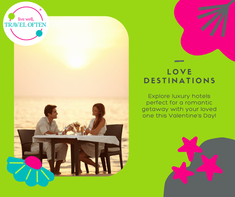 Explore breathtaking spots perfect for a romantic getaway with your loved one this Valentine’s Day! A couple dining on the beach at sunset.