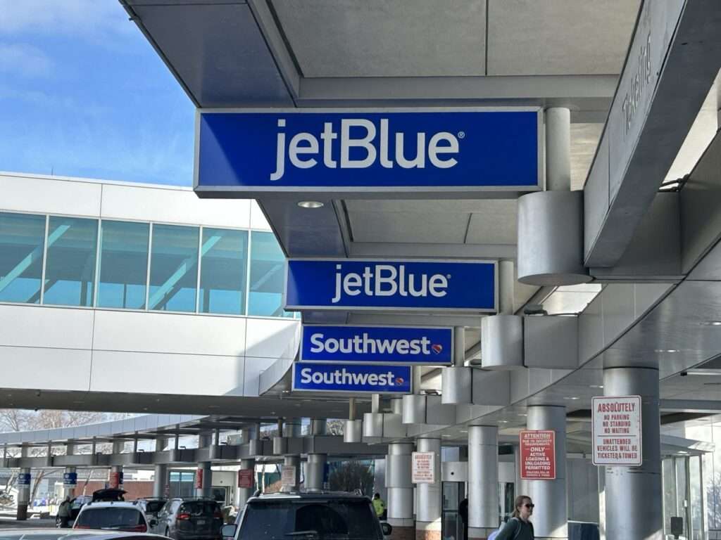 Jet Blue Signs at Manchester Airport