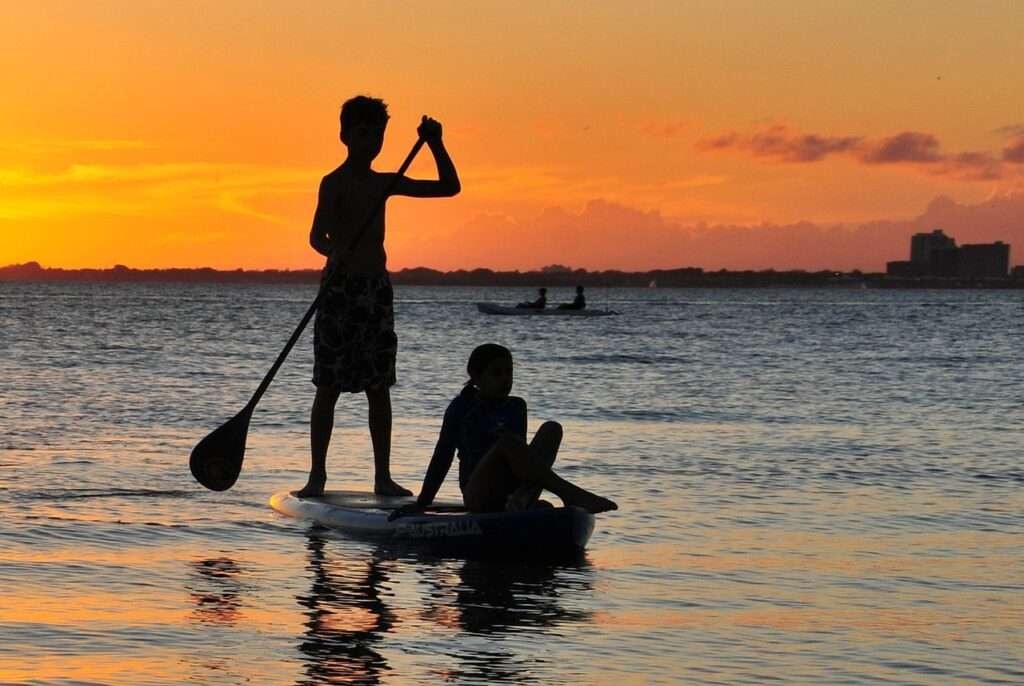 Paddle Boarding in Key Biscayne at Sunset