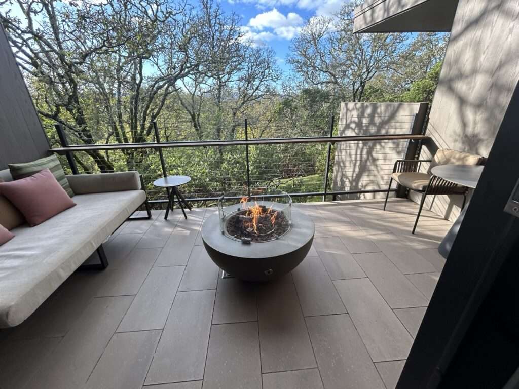 Montage Healdsburg Private patio with Fire pit. A luxury hotel in Sonoma