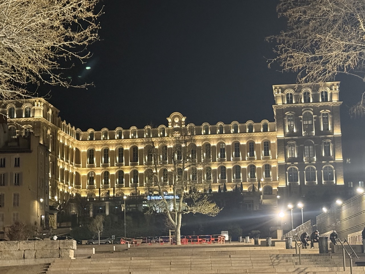 Intercontinental Hotel Dieu Marseille Lit up at Night