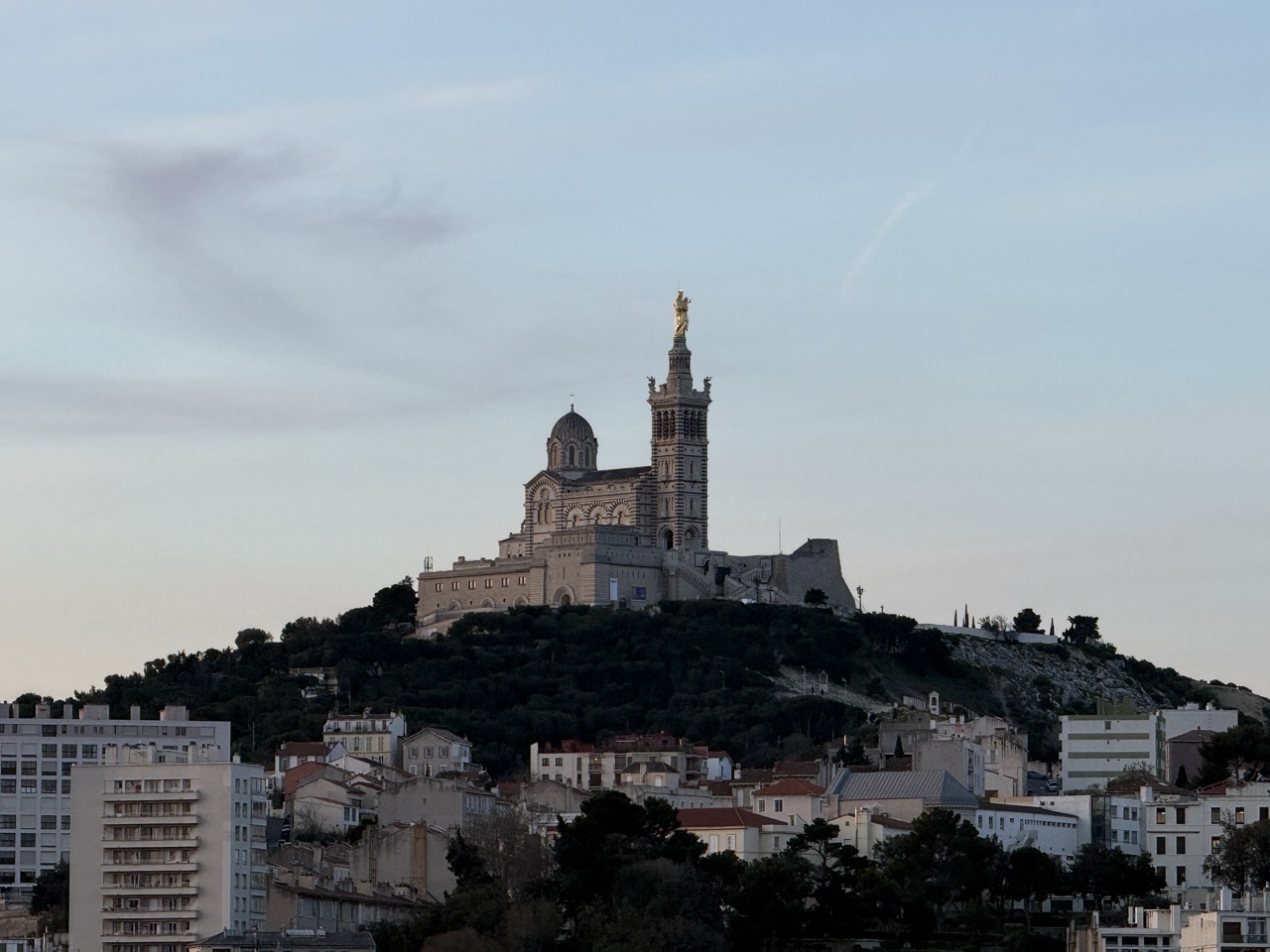 Marseille - a view of the church on the hill