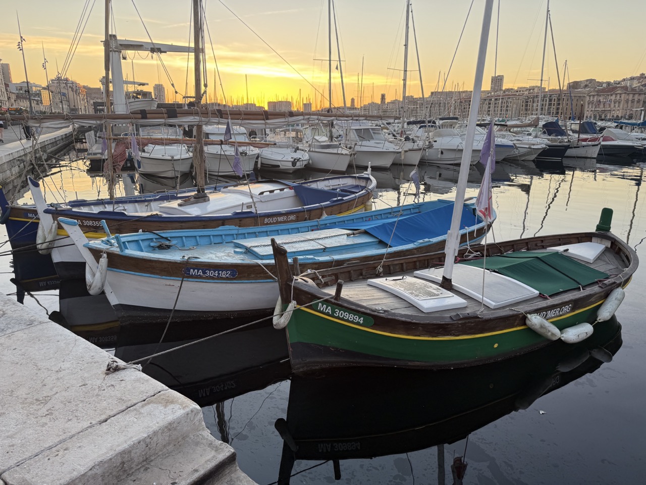 Sunset in the Port in Marseille - travel from Paris to Marseille
