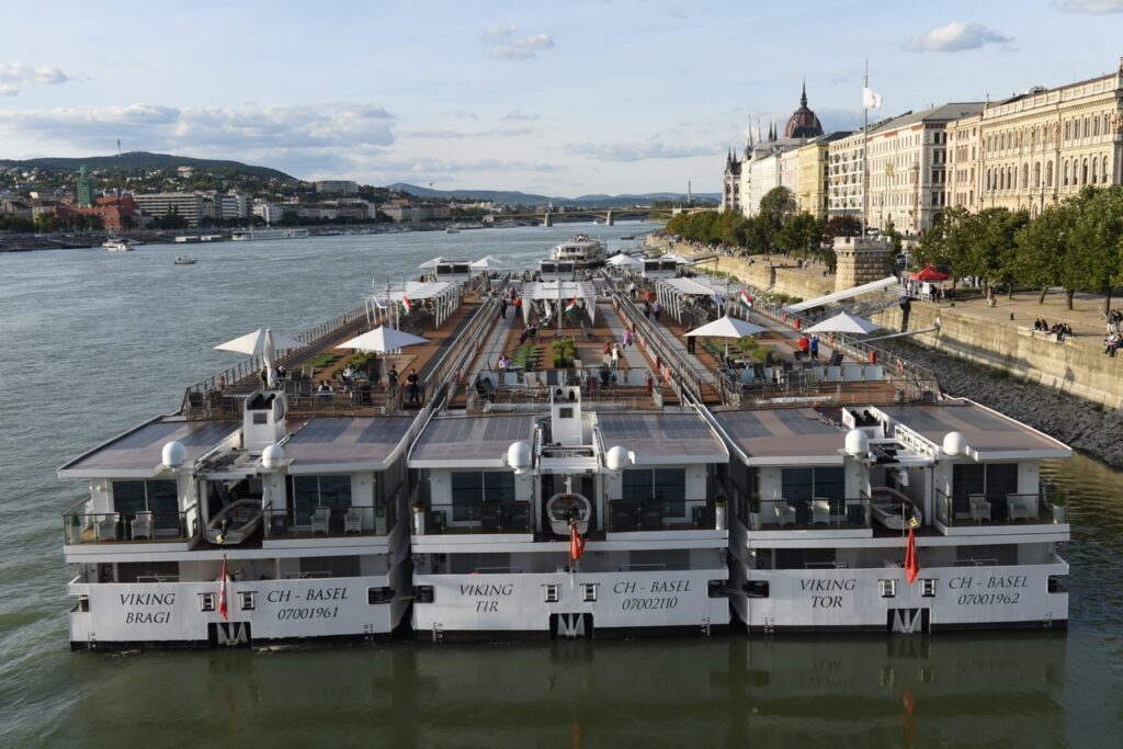 3 VIking River Cruises docked in Budapest